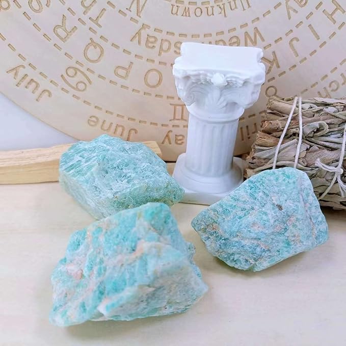 LAIDANLA 1lb 2" Amazonite Natural Rough Stones Crystal Large Raw Crystals Bulk Healing Gemstones for Reiki Healing Tumbling Fountain Rocks Wire Wrapping Decoration Cabbing Lapidary