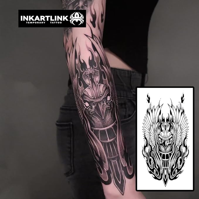 INKARTLINK Temporary Tattoos, Realistic Arm Tattoos, Lasting 7-15 Days, Waterproof and Non-reflective, Unique Design (Eagle Head)