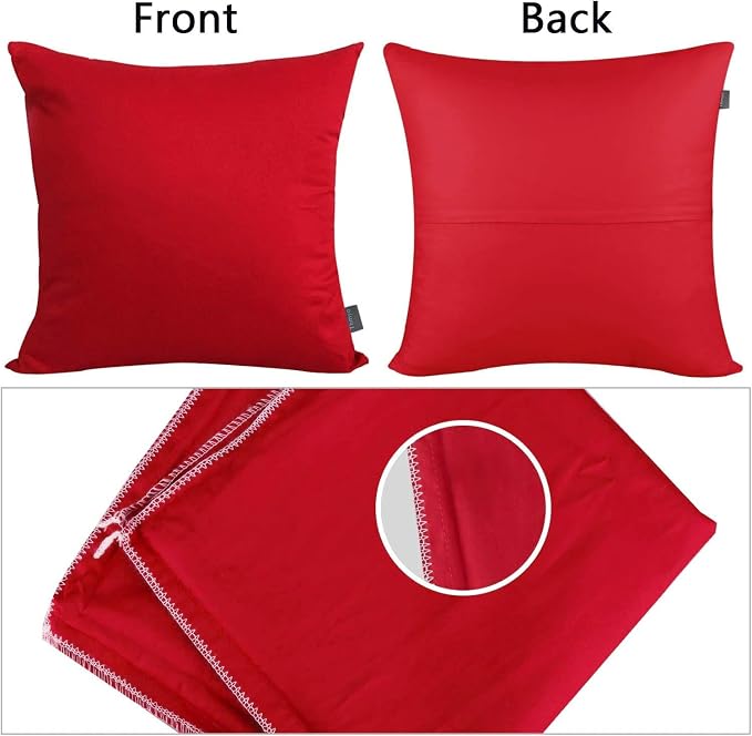 Thmyo 4-Pack 100% Cotton Comfortable Solid Decorative Throw Pillow Case Square Cushion Cover Pillowcase Sublimation Blank Pillow Covers DIY Throw Pillowcase for Couch Sofa Bed(16x16inch/40x40cm,Red)