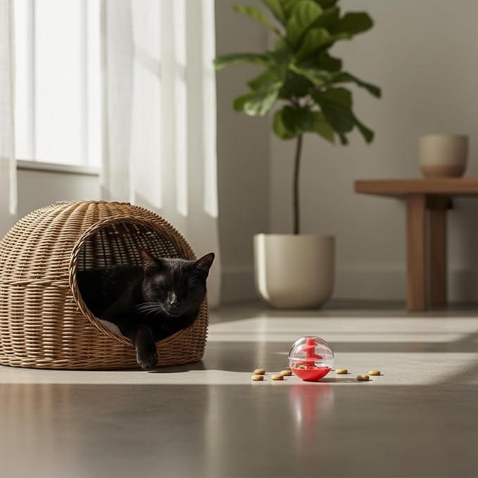 2Pcs Cat Treat Dispenser Toy, Interactive Cat Treat Ball for Cats, Plastic Pet Food Ball for Cats Kitten Training, Adjustable Leakage Mouth, Small 2 x 2in