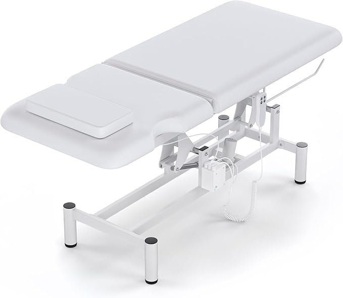 Electric Spa Bed, Dual Motor Electric Massage Table with Adjustable Backrest & Height, Adjustable Massage Table with Sturdy 4 Leg, Paper Holder for Spa, Massage, Esthetician, Salon