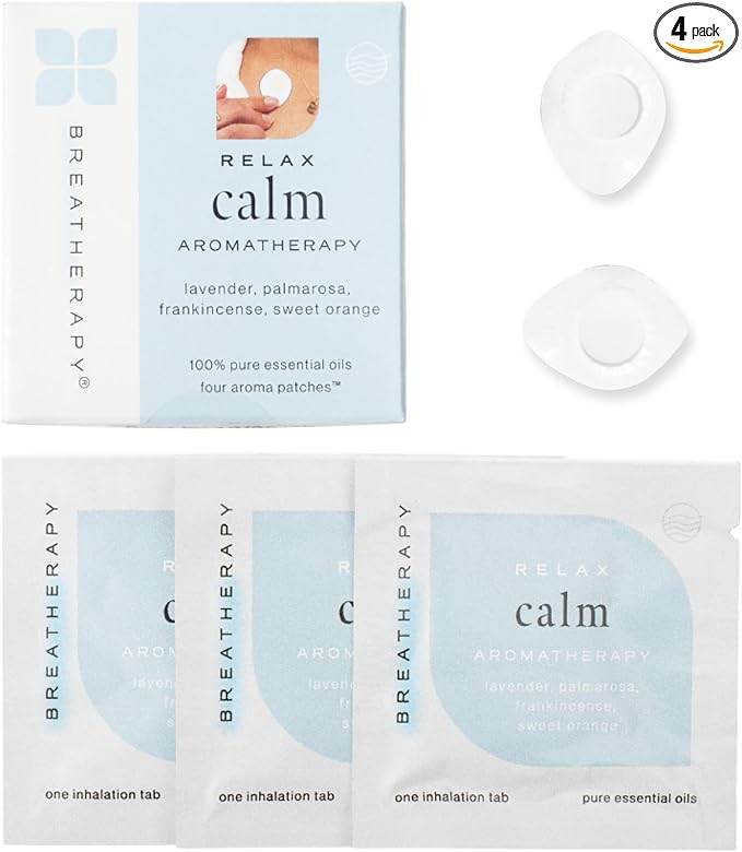 Aromatherapy Calming Patches - Pure Essential Oil Aroma Patch - Lavender and Frankincense Essential Oils for Calm - 4-Pack