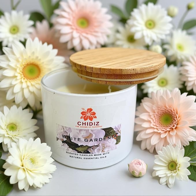 White Gardenia Soy Scented Candles | Large 1 Wick Jar Candle | Up to 45 Hours Burning Time | Relaxing Aromatherapy Candles | Housewarming Gift for Women and Men (Medium, White Gardenia)