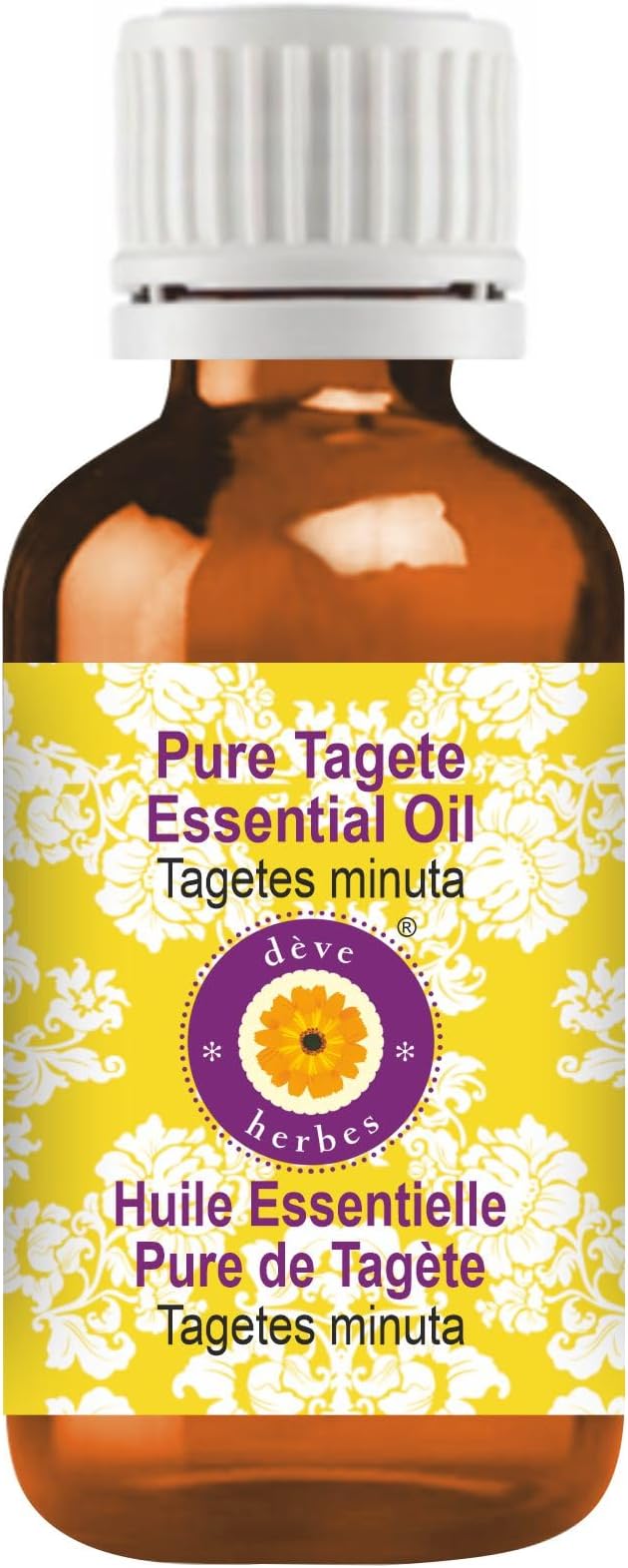 dève herbes Tagete Essential Oil (Tagetes minuta) Pure | Non-Sticky | Non-Greasy | Lightweight | Men & Women | All Skin Types | Steam Distilled 50ml (1.69 oz)