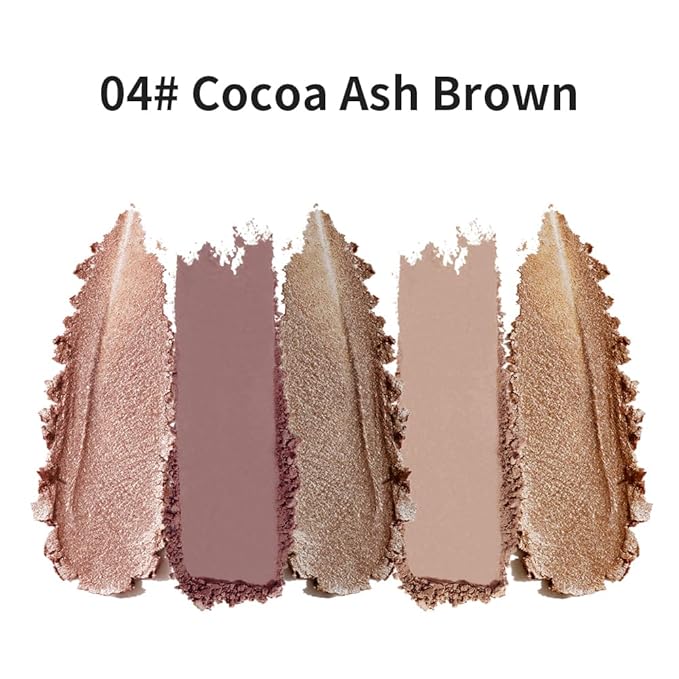 5 Colors Neutral Nude Matte & Shimmer Eyeshadow Palette,Rose Brown Beige Bronze Neutral-Warm Mattes Glitter Eye shadow Contour Makeup Palette for Mature Women, Blue Green Eyes, Daily Natural Makeup.