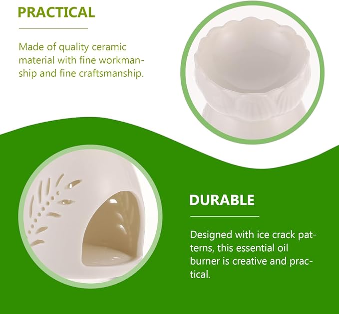 Ceramic Essential Oil Burner with Hollow-Out Design Tealight Candle Holder Aromatherapy Diffuser for Home Office Relaxation 4.13X3.14X3.14 Inch