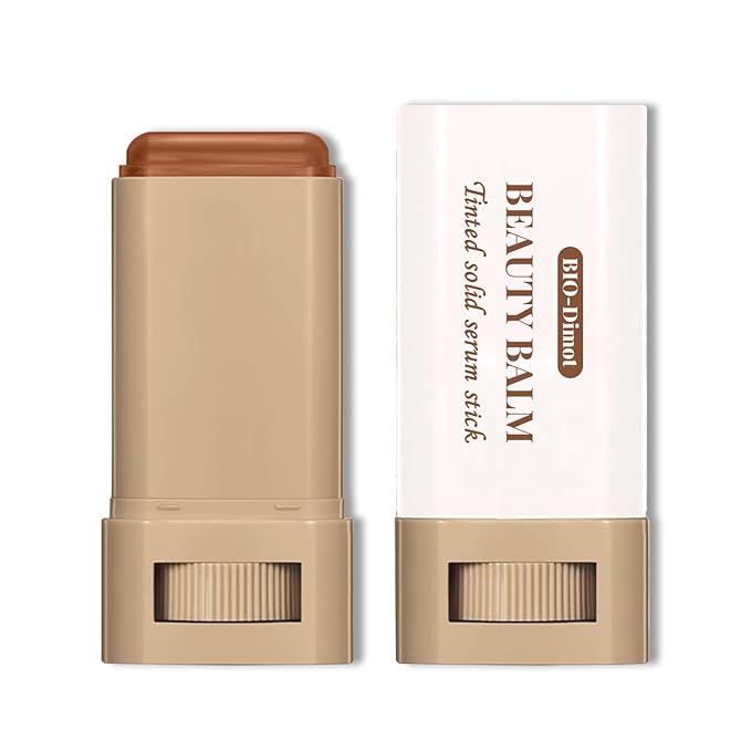 Tinted Solid Serum Foundation Stick – Skin Color | Lightweight Buildable Coverage, Natural Finish, 20g Travel-Friendly Makeup Stick for All Skin Types (Dark Brown Shade)