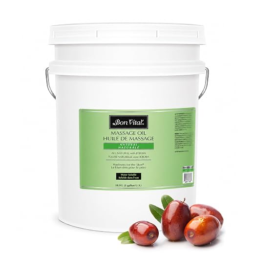 Bon Vital Naturale Massage Oil Made with Natural Ingredients for an Earth-Friendly Massage, Revives and Rehydrates Dry Skin Naturally, with Green Tea Extract, 5 Gal, Label may Vary