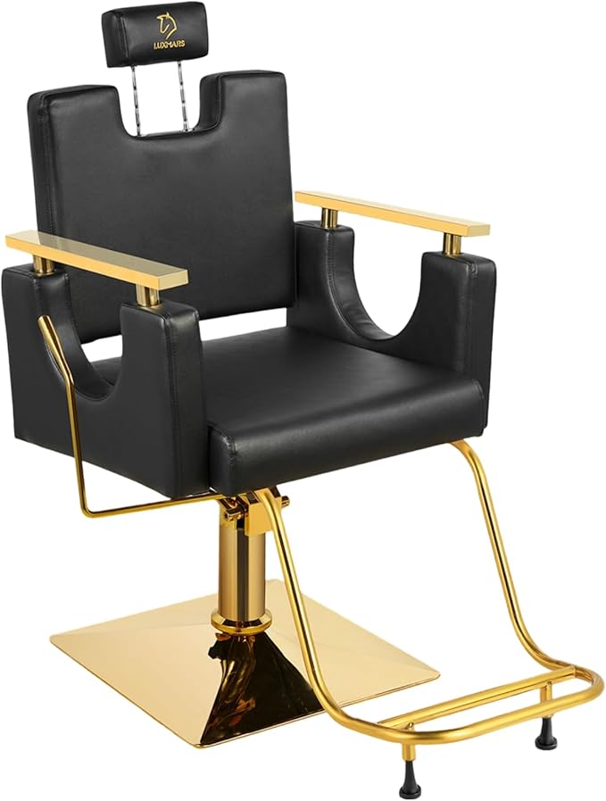 Heavy Duty Barber Chair, 360° Swivel Reclining Salon Chair for Hair Stylist, Height Adjustable Hydraulic Hairdressing Chair with Footrest for Barber Shop, Beauty Salon, Hairdressers