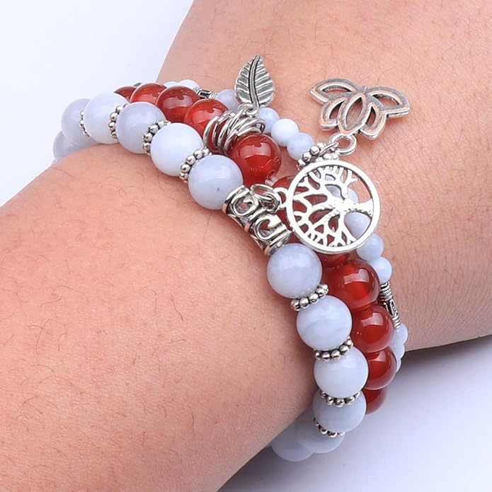 UEUC Tree of Life Yoga Healing Stone Bracelets,Multilayer Lotus Chakra Stone Reiki Bracelet Sets,Anxiety Crystal Natural Stone,for Women Stress Relief