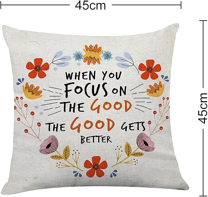 Littlefa Inspiring Gifts Cute Colour Retro Flower Throw Pillow Cover Retro Flower Cushion Cover Decorative Pillowcase Living Room Bedroom Decor for Girls Friends Daughter Niece Women - When You Focus