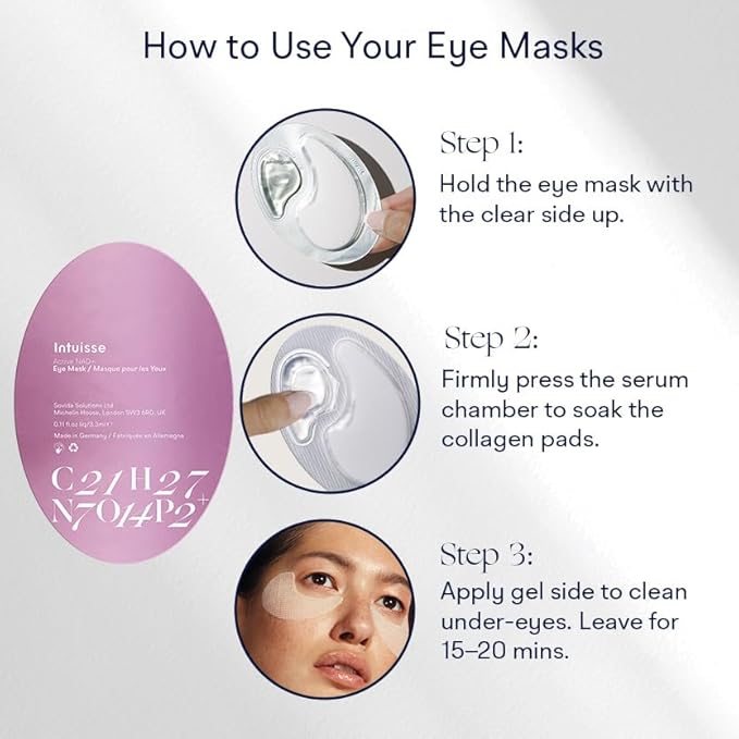 Active NAD+ Collagen Eye Mask - 5% Pharma-Grade NAD+ Advanced Liposomal Formulation - Smoothing & Depuffing Patches - Peptide-Enhanced Undereye Treatment (0.44 fl oz)