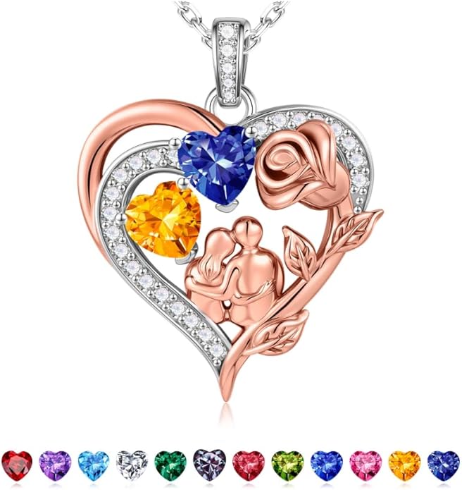 Iefil Valentines Day Gifts for Her - 925 Sterling Silver Birthstone Necklace for Women, Anniversary Birthday Gifts for Wife Girlfriend Mom