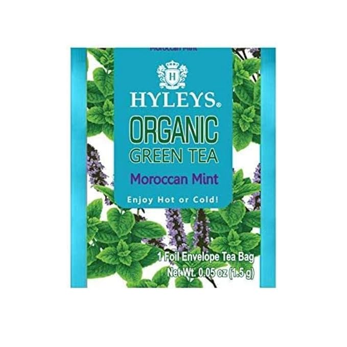HYLEYS Organic Green Tea with Acai Berry and Blueberry Flavor, 25 Individually Wrapped Tea Bags - USDA Organic Graviola Guanabana Tea with Light Caffeine