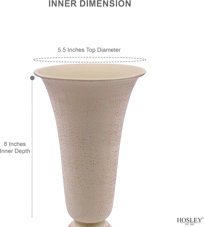 Hosley 12.75” Tall Metal Vase – Vintage Urn Style Decorative Centerpiece for Table, Wedding, Living Room & Floral Arrangements