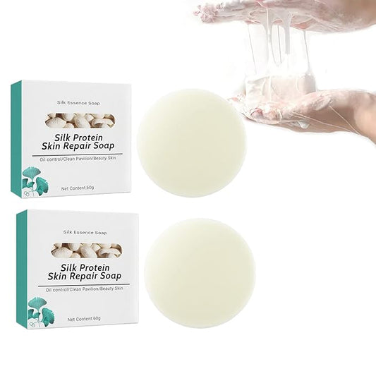 2PCs SkinFerm Collagen Milk Whitening Soap, Silk Protein Skin Repair Soap, Exfoliating and Brightening Soaps for Dull, Uneven Skin, Smooth And Soft Complexion for Face & Body