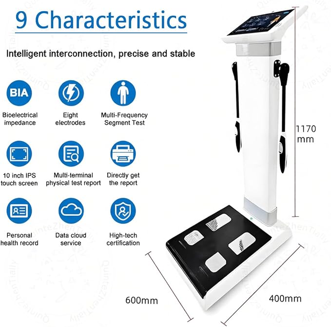 Smart Body Composition Analyzer,10.1 Inch Hd Touch Bioimpedance Analysis Machine,Fat Testing Machine,Health Management Tool,for Weight Control & Fat Analysis