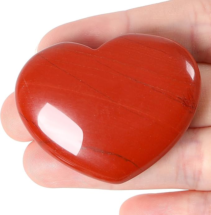 MAIBAOTA 45 mm Red Jasper Crystal Stones Heart Love Crystal Valentines Gifts for Herfriend Wife Palm Stone Reiki Crystal Gemstone Worry Stones for Anxiety