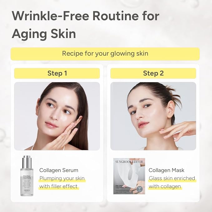 SUNGBOON EDITOR Collagen Glow Bundle Trio : Cream in Serum & Capsule Cream & Deep Collagen Mask(4ea), Gifts for Mom, Korean Skin Care