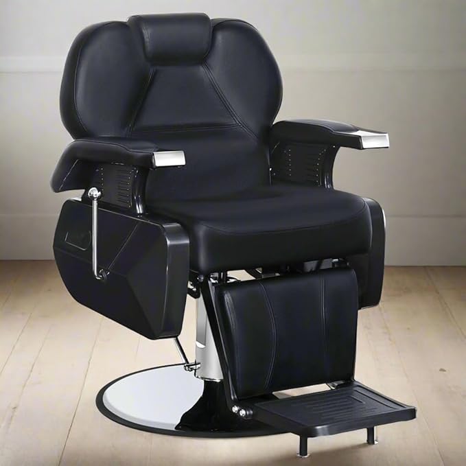 BarberPub Heavy Duty Reclining Barber Chair, All Purpose Hydraulic Salon Chairs for Hair Stylist, Barbershop Salon Tattoo 2688 (Black)