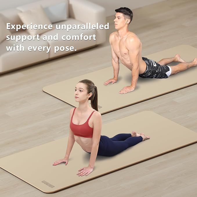 Wide Yoga Mat-80cm Extra Thick 1/3'' Fitness Exercise Mat Carry Strap