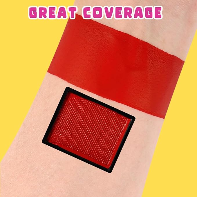 Bowitzki 10g Split Cake Face Paint Professional For Adults One Stroke Split Cake Non Toxic Rainbow Flora Dolphin Unicorn Flame Body Paint Makeup (Red)