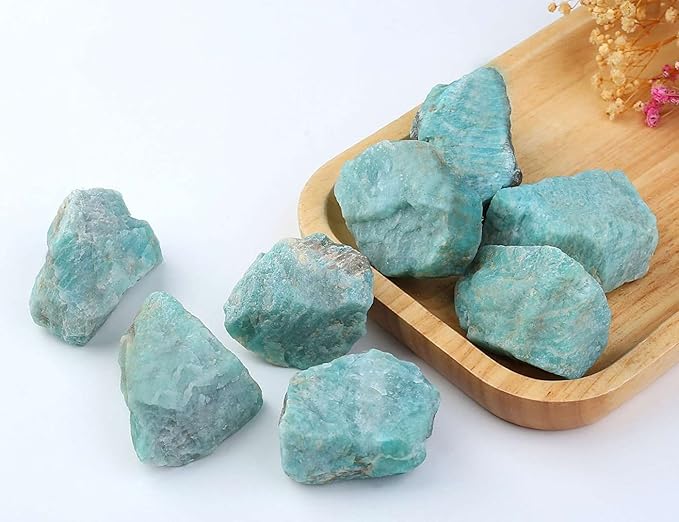 LAIDANLA 1lb 2" Amazonite Natural Rough Stones Crystal Large Raw Crystals Bulk Healing Gemstones for Reiki Healing Tumbling Fountain Rocks Wire Wrapping Decoration Cabbing Lapidary