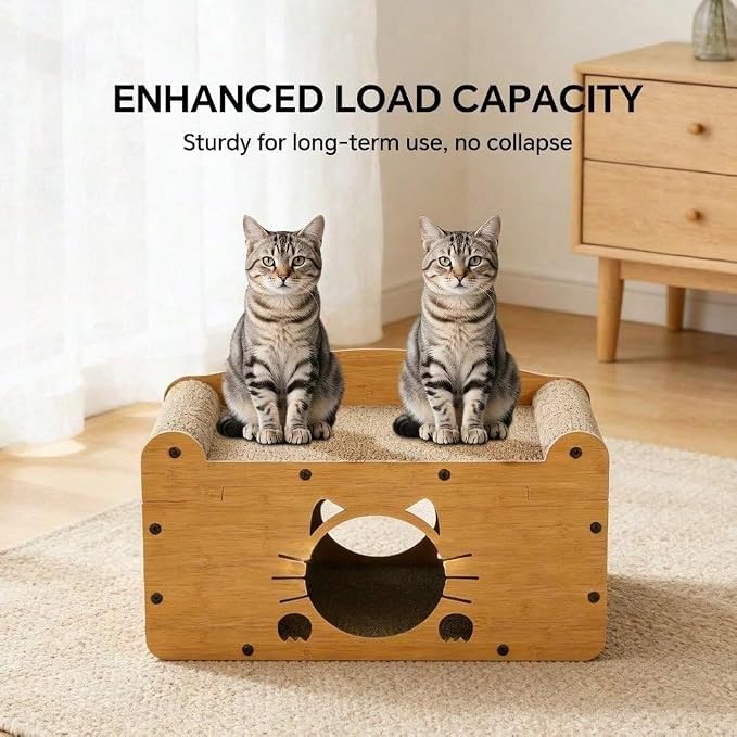 3-in-1 Scratcher Cat House – Save Your Furniture Combines Play Cave, Cozy Bed & Scratching Pad. Durable Cardboard, Reduces Stress. Ideal for Indoor Cats Who Love to Scratch, Play & Nap (FX-SFHXM)