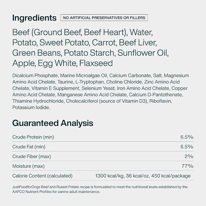 JustFoodForDogs Pantry Fresh Wet Dog Food, Complete Meal or Dog Food Topper, Beef & Russet Potato Human Grade Dog Food Recipe - 12.5 oz (Pack of 6) | Fresh Pet Meal or Fresh Dog Food Topper, Human Grade Recipe Made With Whole Foods, Preservative-Free, ...