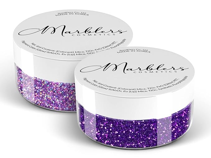 MARBLERS Twinkle Face & Body Glitter Duo [Holo Purple & Amethyst] 0.36oz (10g) | Non-Toxic | Cruelty-Free | Eyeshadow, Nail Polish, Nail Art | Festival, Rave & Party Makeup | Nail Art | Gel Nail