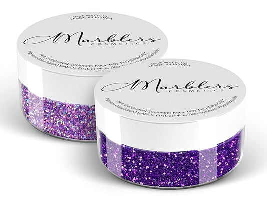 MARBLERS Twinkle Face & Body Glitter Duo [Holo Purple & Amethyst] 0.36oz (10g) | Non-Toxic | Cruelty-Free | Eyeshadow, Nail Polish, Nail Art | Festival, Rave & Party Makeup | Nail Art | Gel Nail