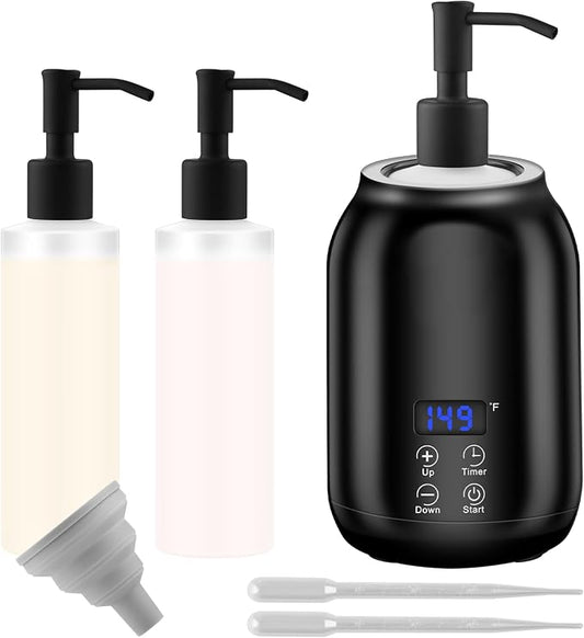 Massage Oil Heater Warmer,with ℃/℉ Switchable Display, Two Oil Dispenser Bottle，Constant Temperature,Body Salon and Barber Shops,Black