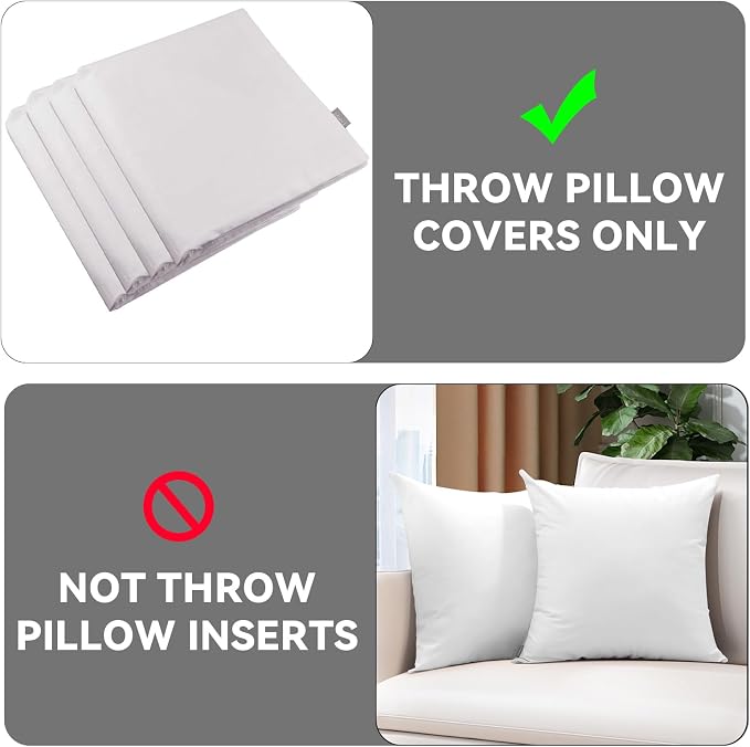 Thmyo 4-Pack 100% Cotton Comfortable Solid Decorative Throw Pillow Case, Square Cushion Cover Pillowcase Sublimation Blank Pillow Covers Valentines Day DIY Throw Pillowcase(16x16inch/40x40cm,White)