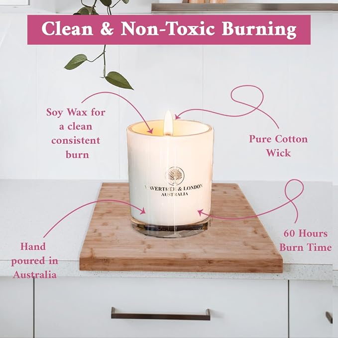 Wavertree & London Organic Sweet Pea & Jasmine Scent Soy Wax Candle | Non Toxic 100% Cotton Wick Triple Scented Pure Natural Soy Wax Candles, Hand Poured in Australia | 60 Hours Burning Time, 11.66 Oz
