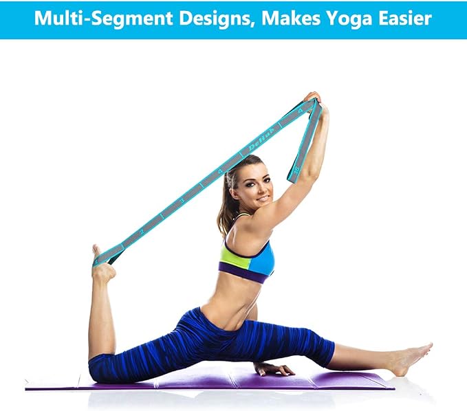 Stretch Strap, Elastic Yoga Stretching Strap, Multi-Loop for Physical Therapy, Pilates, Yoga, Dance & Gymnastics Exercise and Flexible Pilates Stretch Band