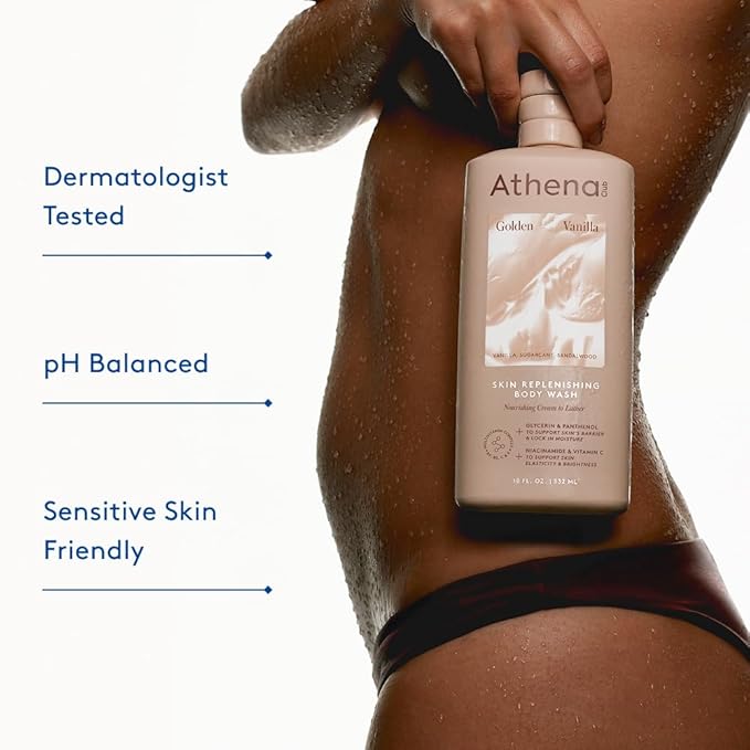 Athena Club Skin Replenishing Body Wash for Women, Sulfate Free Nourishing Cleanser with Niacinamide, Gently Cleanses Without Stripping, Lavender Latte Scent, 18 fl oz