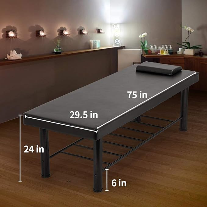 BestMassage Massage Table Stationary Massage Bed 75" Long*30" Wide Spa Bed Heavy Duty Stationary Physical Therapy Bed with 4 inch-Thick Memory Foam for Medical Recovery Professional Massage