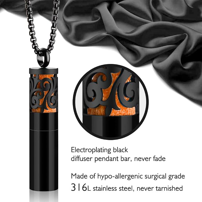 Maromalife Essential Oil Necklaces for Women/Men, Diffuser Necklace 316L Stainless Steel, Diffuser Pendant for Men with 10 Felt Pads, Aromatherapy Necklace Gift Set for Birthday, Christmas