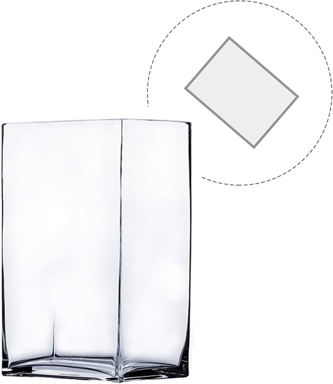 WGV Glass Rectangle Block Vase, Width x Length 3" x 4", Height 9", Clear Floral Planter Container Votive Candle Holder Wedding Party Event, Home Office Decor, 1 Piece