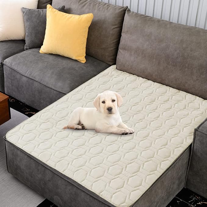 Tcksstex Waterproof and Anti-Slip Dog Bed Cover and Pet Blanket Sofa Pet Bed Mat ，car Incontinence Mattress Protectors Furniture Couch Cover for Most Cats Dogs, Pets（40x50-Ivory）
