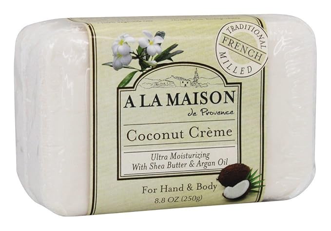 A LA MAISON Coconut Crème Bar Soap - Triple French Milled Natural Moisturizing Hand Soap Bar (1 Bar of Soap, 8.8 oz)