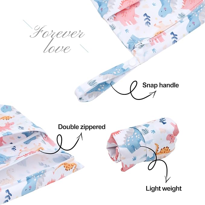 ALVA ALVABABY Wet Dry Bags for Baby Diapers, Reusable Waterproof Cloth Diaper Bag with Reinforced Zipper, 30×36cm Travel Organizer for Clothes, Swimsuits, Beach, Gym, Potty Training