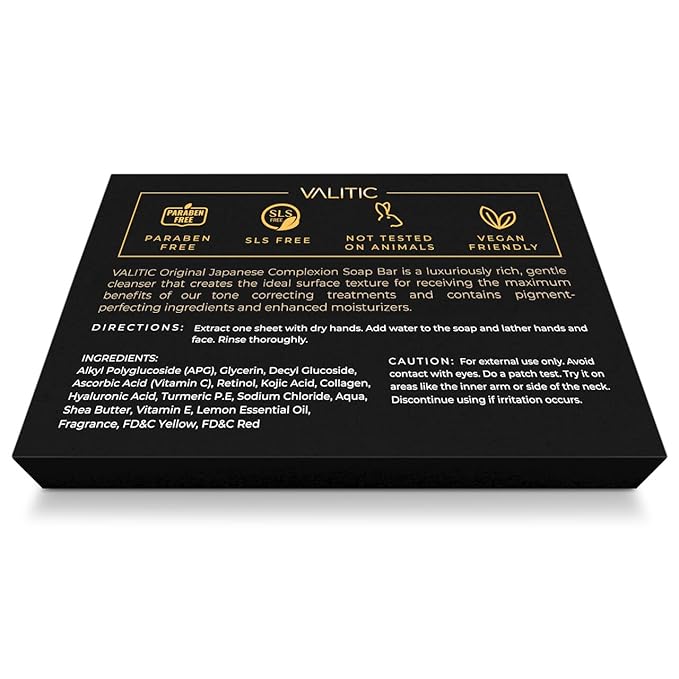 VALITIC Brightening Lemon Turmeric Kojic Acid Paper Soap - Vitamin C, Retinol, Collagen - Original Japanese Complex - Hyaluronic Acid, Vitamin E, Shea Butter, Castile Olive Oil - 2 Pack