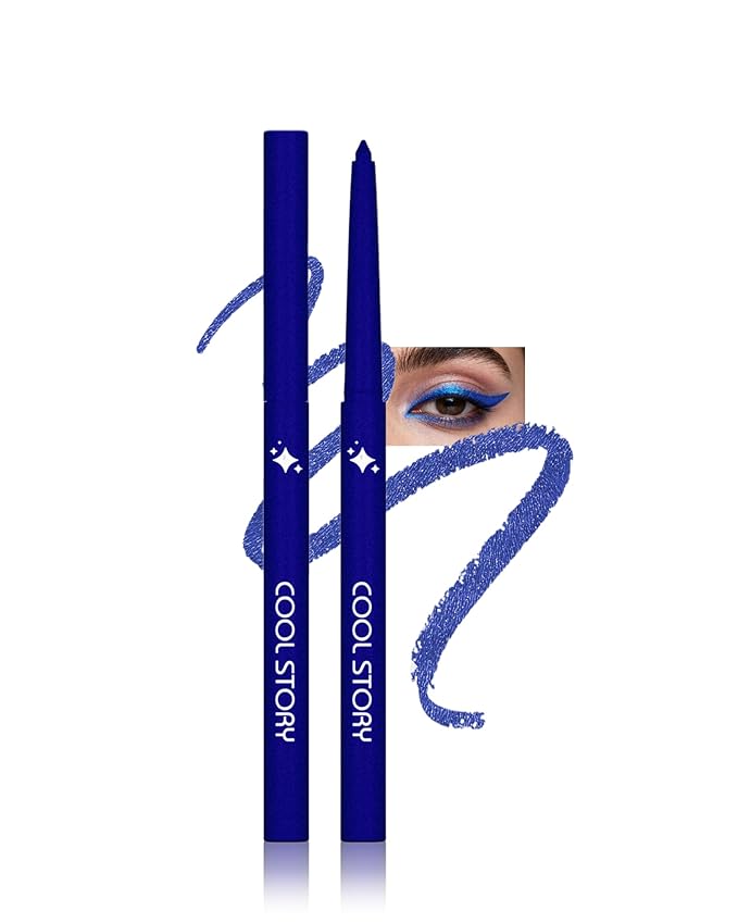 Glitter Gel Eyeliner Pencil,Retractable Cream Blue Eye Liner Pencils,Waterline Eye Makeup Liners,Waterproof & Smudge Proof Glitter Eyeliner Facial Makeup Gift for Mature Women,Girls,Christmas-G07 Navy
