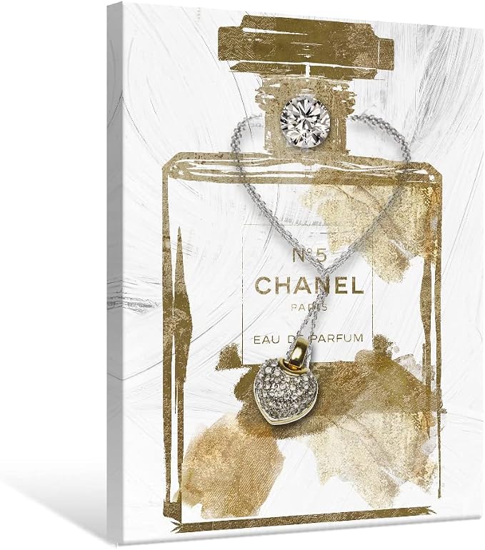 Vintage Perfume Bottle Canvas Wall Art Modern Luxury Posters Print Fashion Glam Poster Picture for Bedroom Make up Room Home Decor 24"x36"