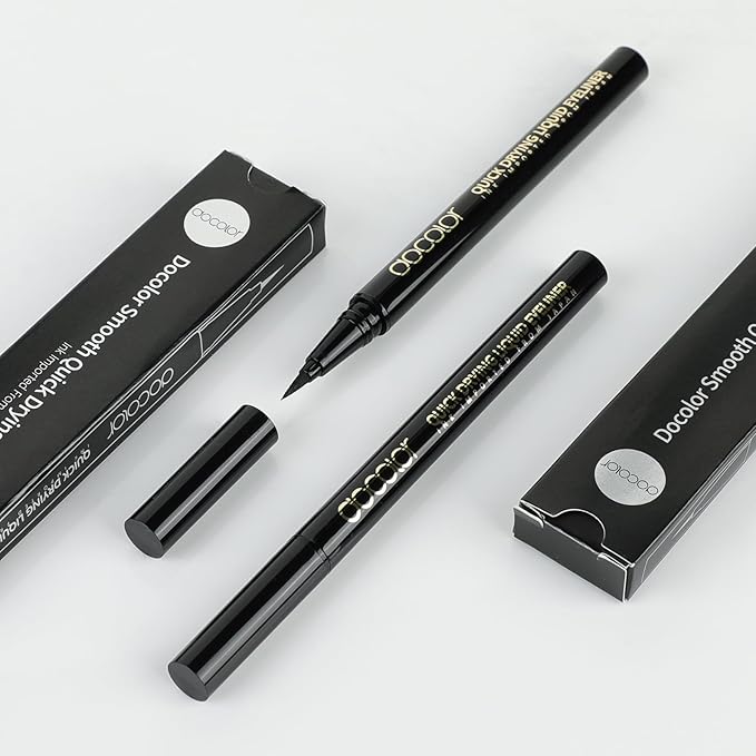 docolor Eyeliner, 2PCS Black Liquid Eyeliner Waterproof Eye Liner Pen Super Slim Precise All Day Black Eye Pencils Professional Makeup Liquid Eye Liner Pencil for Women