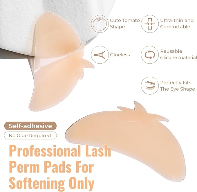 Libeauty Flat Lash Lift Shields, Ultra-Thin Korean Silicone Softening Pads for No.1 Perm Step Only, Reusable & Self-Adhesive Eyelash Lift Pads Exclusive for Lash Artist Eye Patch 1Pair (Orange)