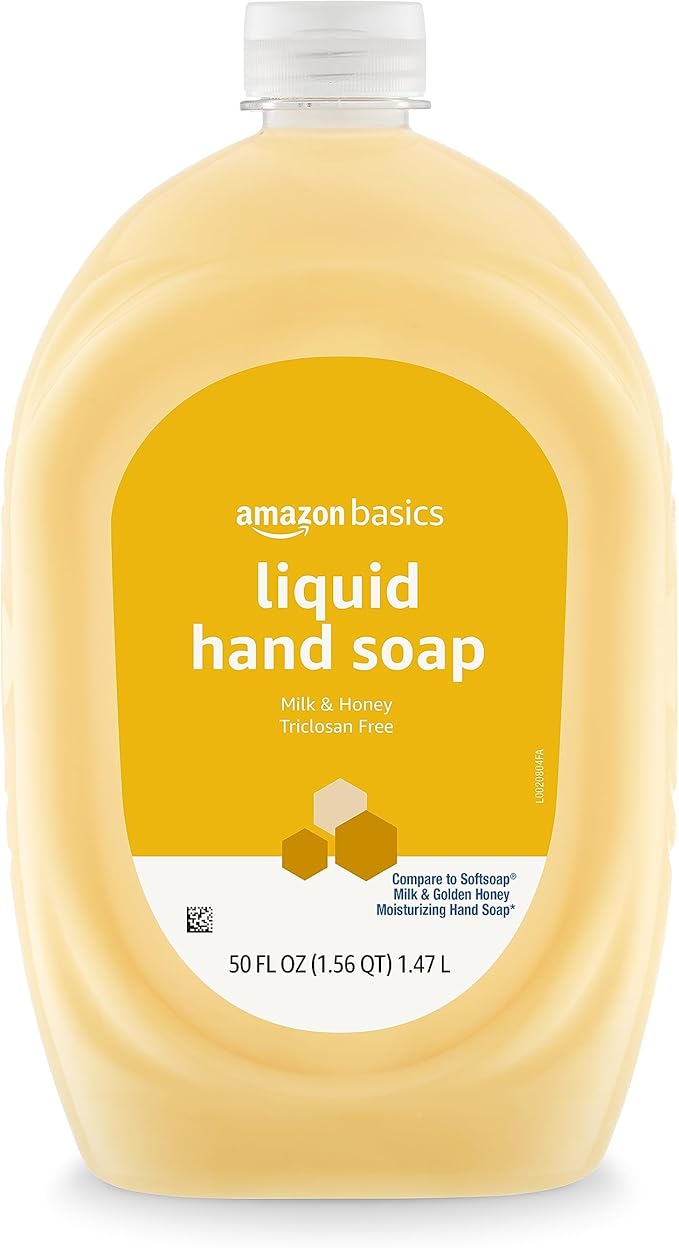 Amazon Basics Liquid Hand Soap Refill, Milk and Honey Scent, Triclosan-Free, 50 Fluid Ounces, 4-Pack (Previously Solimo)