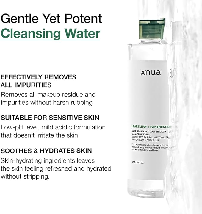 Anua Hydrating Cleansing Prep Set : Heartleaf Low pH Deep Cleansing Water & Rice 70 Glow Milky Toner, Korean Skincare