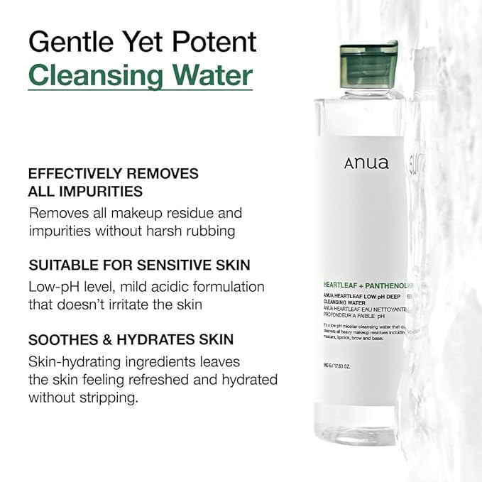 ANUA Cleansing Routine Set : Heartleaf Low pH Deep Cleansing Water & Quercetinol Pore Deep Cleansing Foam, Korean Skincare